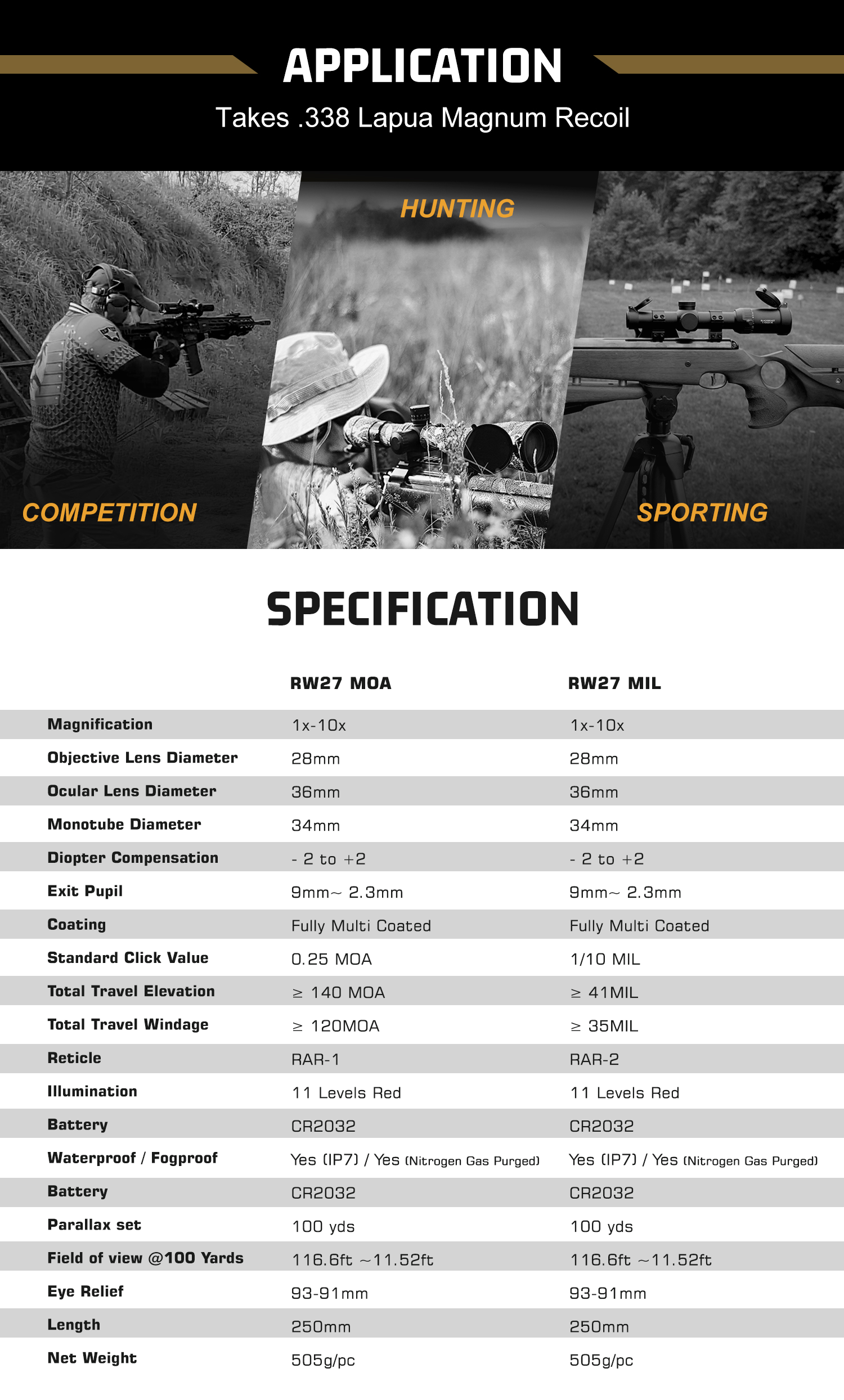 WHITEEAGLE 1-10x28 FFP MIL RW27-MIL - obrazek 4